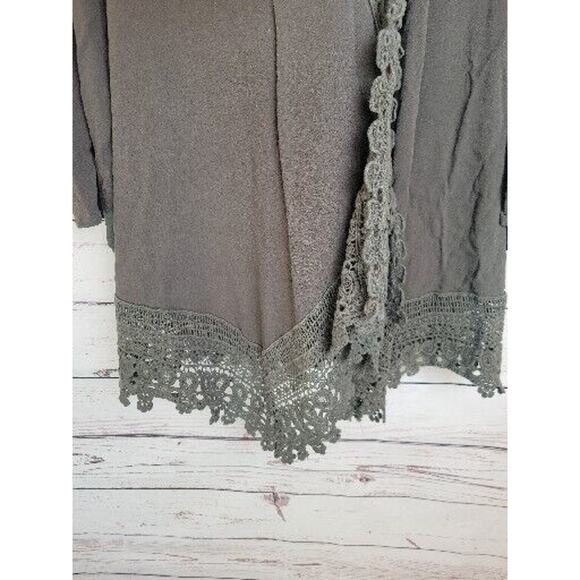 Maurices Green Open Front Crochet Trim 3/4 Sleeve Kimono Top Women's Size XL - Picture 3 of 10